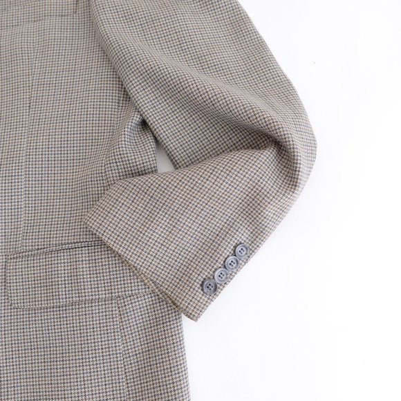 Andrew Fezza  Olive Houndstooth Silk & Wool Blazer Size 42R - Picture 15 of 15